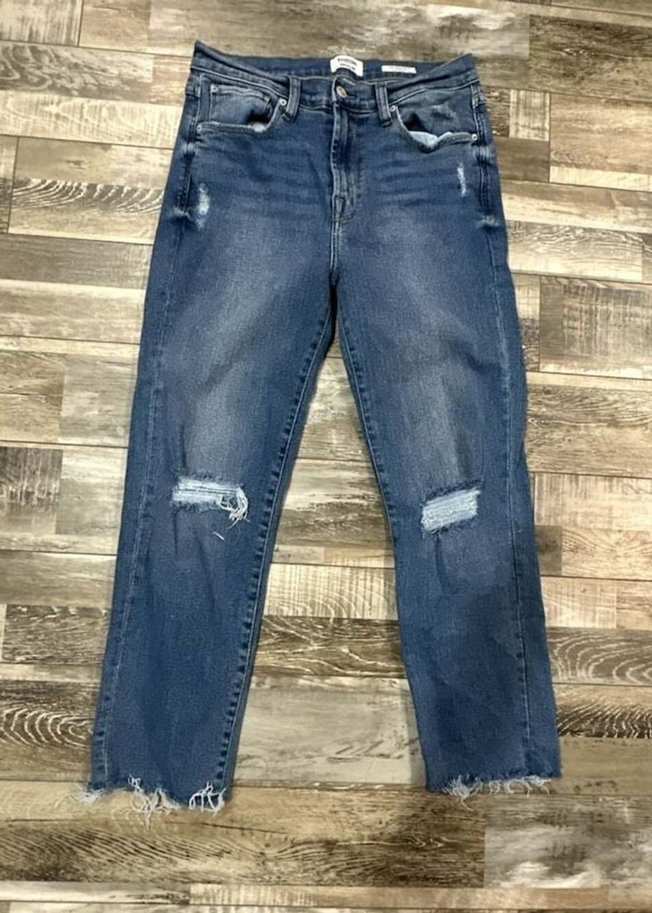 Kensie Jeans The High Rise Stovepipe Size 8/29 Blue Distressed Denim